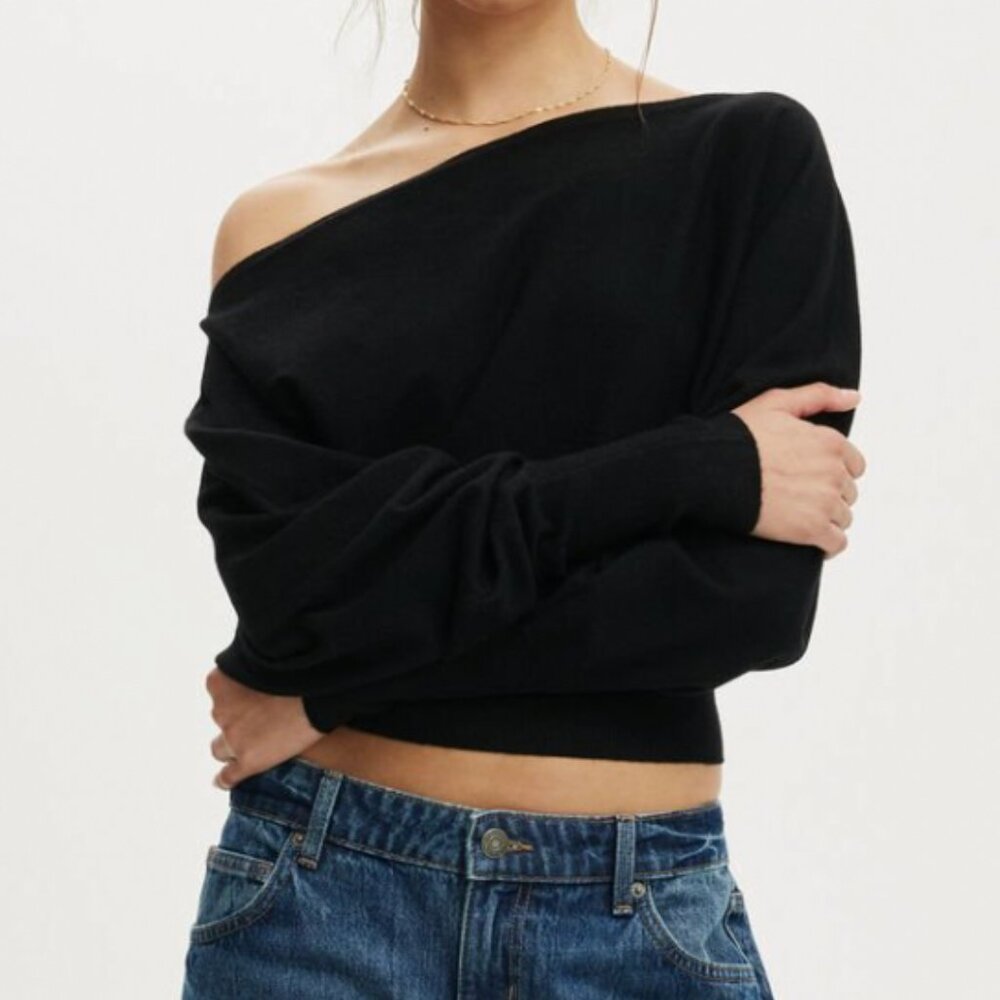 Cotton On Everfine Black Off Shoulder Long Sleeve - Picture 2 of 4